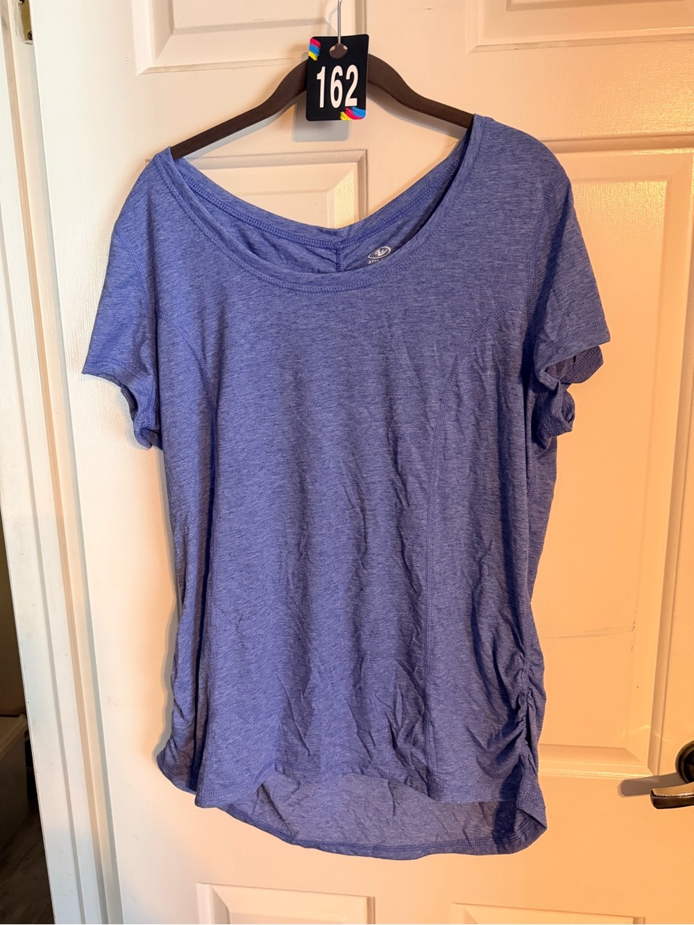 Athletic Works Heathered Purple-Blue Scoop Neck Short Sleeve Top